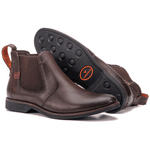 Botina em Couro Masculina Cromo Café Acetinado Havana