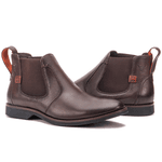 Botina em Couro Masculina Cromo Café Acetinado Havana