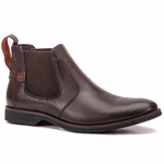 Botina em Couro Masculina Cromo Café Acetinado Havana