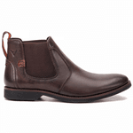 Botina em Couro Masculina Cromo Café Acetinado Havana