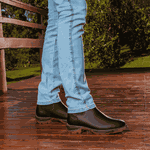 BOTA TEXANA MOD 04 ANATÔMICA COURO RÚSTICO PRETO BICO REDONDO