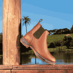 BOTA TEXANA MOD 04 ANATÔMICA COURO RÚSTICO CARAMELO BICO REDONDO