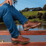 BOTA TEXANA MOD 04 ANATÔMICA COURO RÚSTICO TABACO BICO REDONDO