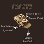 Sandália Papete Slide Altea Feminina em Couro Oncinha - Áine