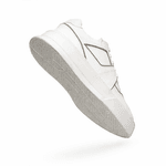 Sneaker Mascullino Couro Branco com Recortes Cinza