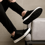 Tênis Casual Sneaker Masculino Couro Preto 