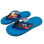 Chinelo para dismetria óssea, de Compensação de altura palmilha azul tira abstrato