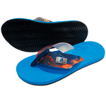 Chinelo para dismetria óssea, de Compensação de altura palmilha azul tira abstrato