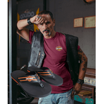 Kit camiseta básica Harley Davidson logo estampada com chinelo ortopédico super resistente com salto laranja