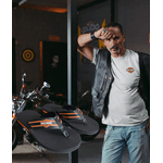 Kit camiseta básica Harley Davidson logo estampada com chinelo ortopédico super resistente com salto laranja