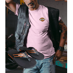 Kit camiseta básica Harley Davidson logo estampada com chinelo ortopédico super resistente com salto laranja
