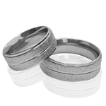Aliança de Namoro Em Aço Cirúrgico Quadrada Anatômica 6mm Diamantada com 1 Canaleta no meio