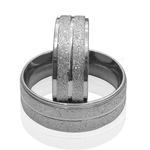 Aliança de Namoro Em Aço Cirúrgico Quadrada Anatômica 6mm Diamantada com 1 Canaleta no meio