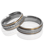 Aliança de Namoro Anatômica 7mm 2 Canaletas de Ouro com Pedras Femininas 