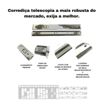 Corrediça Telescópica De 40kg Para Gavetas 40cm ( Par )