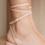 Sandália Salto Bloco Com Brilho Karen Nude