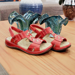 Sandália Feminina Anatômica em Couro Legítimo - SF0030 - Vermelho / Caramelo / Taupe VERMELHO/CARAMELO/TAUPE