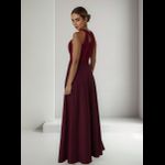 Vestido Longo Gola Americana Com Renda E Chiffon – Elegância Absoluta Para Festas E Casamentos Marsala