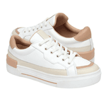 Tênis Casual Lanes Couro Branco/Nude