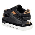 Tênis Casual Lanes Couro Preto/Onça