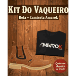 Kit Vaqueiro Botina Em Couro + Camiseta Amarok 100% Algodão + Chaveiro Brinde