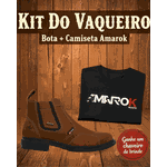 Kit Vaqueiro Botina Em Couro + Camiseta Amarok 100% Algodão + Chaveiro Brinde