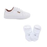 Kit tênis couro + meia