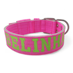 Coleira Para Cachorro Personalizada + Guia de Passeio (Rosa Flúor e Verde Flúor)