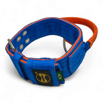Coleira Poderosso Personalizada Azul e Laranja