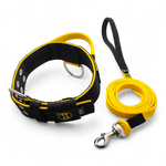 Coleira Para Cachorro Poderosso + Guia Longa 1,80 - Preto e Amarelo