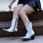 Bota Cano Médio Western - Ivy, Prata