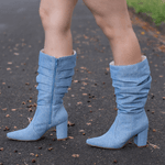 Bota Cano Alto - Gisele, Jeans Claro