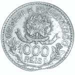 4 Moedas de Prata 900 Brazil 1000 reis (1,15 onças de prata)