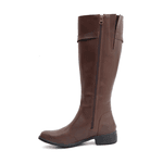 Bota Feminina em Couro Montaria Cano Longo Detalhe Cano Nutella