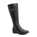 Bota Feminina em Couro Montaria Cano Longo Detalhe Cano Preta