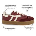 Tênis Liz em Couro e Camurça Bordô