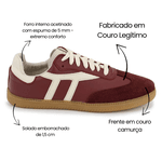 Tênis Lia em Couro e Camurça Bordô