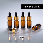 Frasco De Vidro Âmbar Conta-Gotas 05ml Kit c/5 - Dourado