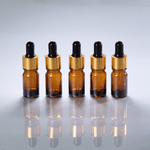 Frasco De Vidro Âmbar Conta-Gotas 05ml Kit c/5 - Dourado