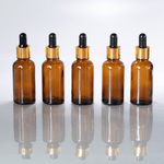 Frasco De Vidro Âmbar Conta-Gotas 30ml Kit c/5 - Dourado