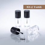 Frasco de Vidro Para Esmalte 10ml Kit c/3 - Incolor