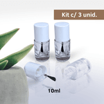 Frasco de Vidro Para Esmalte 10ml Kit c/3 - Incolor/Branco