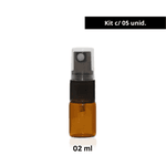 Frasco Vidro Âmbar Spray 02ML Kit c/5 Preto