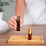 Frasco de Vidro Âmbar Roll-on Grosso 10ml Dourado