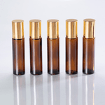 Frasco de Vidro Âmbar Roll-on Grosso 10ml Dourado