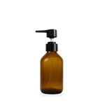 Frasco De Vidro Âmbar 100ml + Válvula Pump R24 - Preta