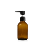 Frasco De Vidro Âmbar 150ml + Válvula Pump R24 - Preta