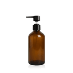 Frasco De Vidro Âmbar 250ml + Válvula Pump R24 - Preta