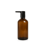 Frasco De Vidro Âmbar 250ml + Válvula Pump R24 - Preta