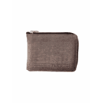 Carteira Masculina Em Couro Legitimo Café Jeans Com Ziper